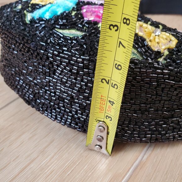 Made In India Floral Beaded Embellished Shoulder Bag Black Multi NWT Viral Boho - Picture 14 of 16